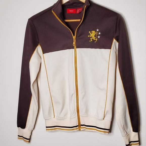 Brown and Bone Athletic Scene Zipped Light Sport Jacket with Ribbed Cuffs - Picture 11 of 11